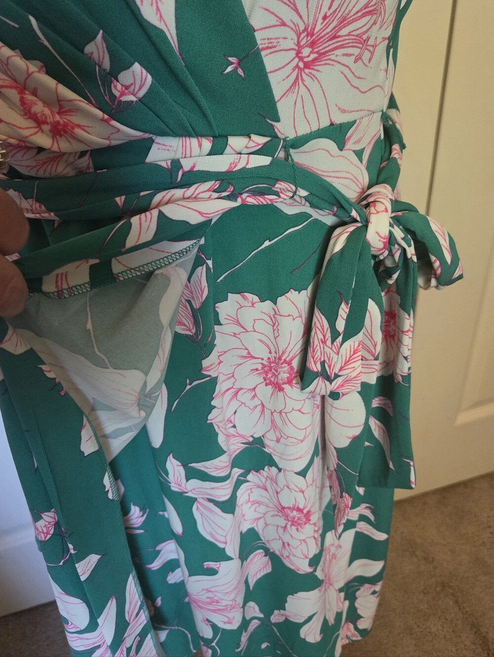 Eliza J Emerald Green Pink Dress Sleeveless Floral Print Fit & Flare Size 12 NEW - Picture 2 of 13